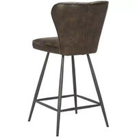 Tabouret de comptoir pivotant Ashby 26H de style moderne du milieu du siècle, avec capitonnage en cuir (ensemble de 2) - FOX1702 - Safavieh Couture