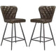 Ashby 26H Mid-Century Modern Leather Tufted Swivel Counter Stool (Set Of 2) - FOX1702 - Safavieh Couture