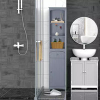 Meuble de salle de bain HOMCOM, colonne de salle de bain autoportante, meuble de rangement haut avec 3 étagères et tiroir