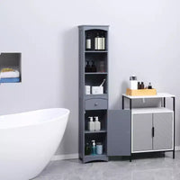 Meuble de salle de bain HOMCOM, colonne de salle de bain autoportante, meuble de rangement haut avec 3 étagères et tiroir
