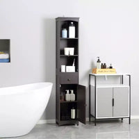Meuble de salle de bain HOMCOM, colonne de salle de bain autoportante, meuble de rangement haut avec 3 étagères et tiroir