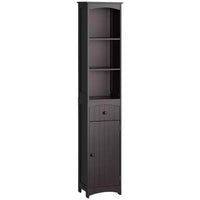 HOMCOM Bathroom Storage Cabinet, Free Standing Bath Storage Unit, Tall Linen Tower with 3-Tier Shelves and Drawer