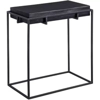 Table d'appoint rectangulaire moderne en aluminium Uttermost 22 x 12 1/2 avec cadre en fer noir oxydé pour salon, chambre à coucher
