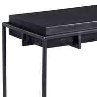 Table d'appoint rectangulaire moderne en aluminium Uttermost 22 x 12 1/2 avec cadre en fer noir oxydé pour salon, chambre à coucher