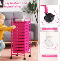 Costway Chariot de Rangement Roulant à 10 Tiroirs Organisateur de Papier Scrapbook Bureau École Noir Dégradé/Rose Dégradé/Multicolore/Jaune/Coloré/Transparent/Noir/Rose Vif/Rose Chair/Violet