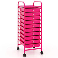 Costway Chariot de Rangement Roulant à 10 Tiroirs Organisateur de Papier Scrapbook Bureau École Noir Dégradé/Rose Dégradé/Multicolore/Jaune/Coloré/Transparent/Noir/Rose Vif/Rose Chair/Violet