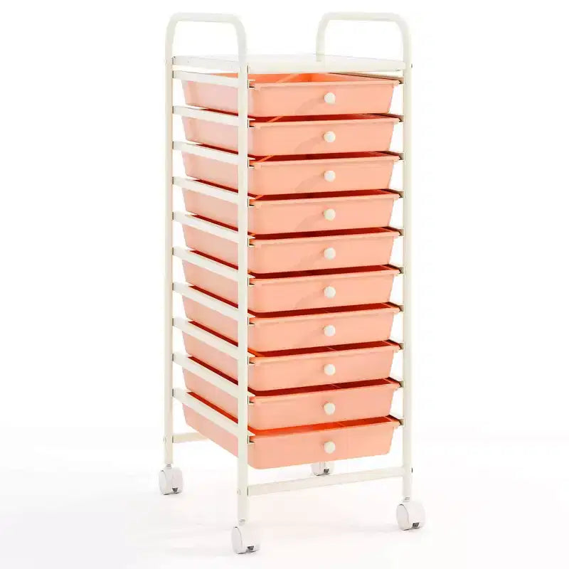 Costway Chariot de Rangement Roulant à 10 Tiroirs Organisateur de Papier Scrapbook Bureau École Noir Dégradé/Rose Dégradé/Multicolore/Jaune/Coloré/Transparent/Noir/Rose Vif/Rose Chair/Violet