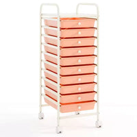 Costway Chariot de Rangement Roulant à 10 Tiroirs Organisateur de Papier Scrapbook Bureau École Noir Dégradé/Rose Dégradé/Multicolore/Jaune/Coloré/Transparent/Noir/Rose Vif/Rose Chair/Violet