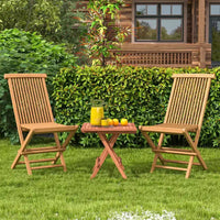 Costway Ensemble bistro de patio 3 pièces - Table carrée, chaise pliante en bois de teck d'Indonésie, plateau et assise à lattes