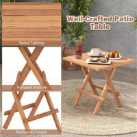 Costway Ensemble bistro de patio 3 pièces - Table carrée, chaise pliante en bois de teck d'Indonésie, plateau et assise à lattes