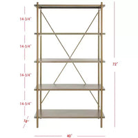 Étagère Rigby 5 niveaux - ETG6206 - Chêne rustique/or - Safavieh