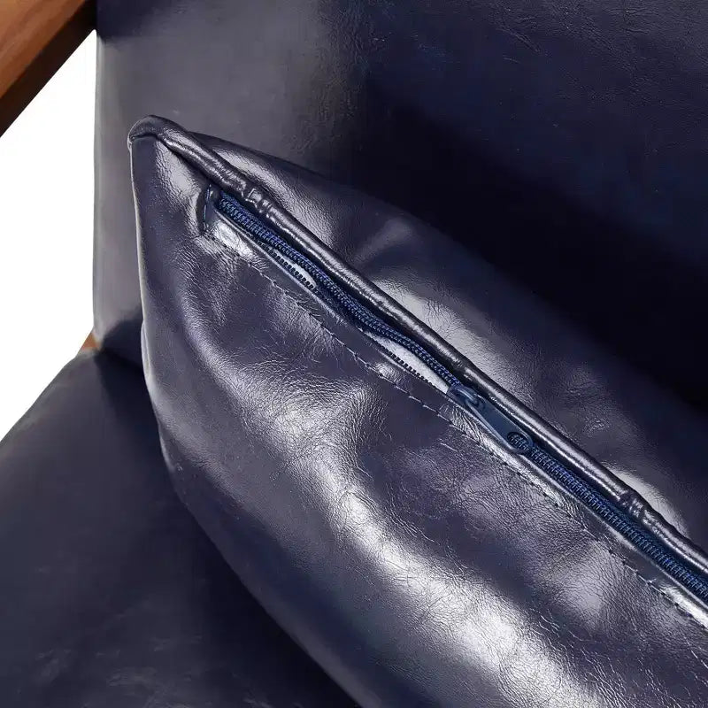 Fauteuil d'appoint à accoudoirs en similicuir moderne du milieu du siècle, cadre en hévéa noyer - Glitzhome
