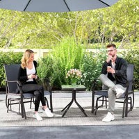 Outsunny Ensemble de 3 chaises à glissière d'extérieur, ensemble bistro avec table à plateau en verre pour terrasse, jardin, arrière-cour, pelouse