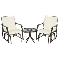 Outsunny Ensemble de 3 chaises à glissière d'extérieur, ensemble bistro avec table à plateau en verre pour terrasse, jardin, arrière-cour, pelouse