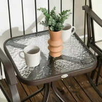 Outsunny Ensemble de 3 chaises à glissière d'extérieur, ensemble bistro avec table à plateau en verre pour terrasse, jardin, arrière-cour, pelouse