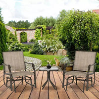 Outsunny Ensemble de 3 chaises à glissière d'extérieur, ensemble bistro avec table à plateau en verre pour terrasse, jardin, arrière-cour, pelouse