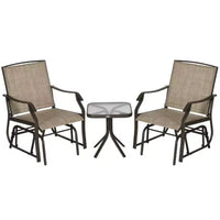 Outsunny Ensemble de 3 chaises à glissière d'extérieur, ensemble bistro avec table à plateau en verre pour terrasse, jardin, arrière-cour, pelouse