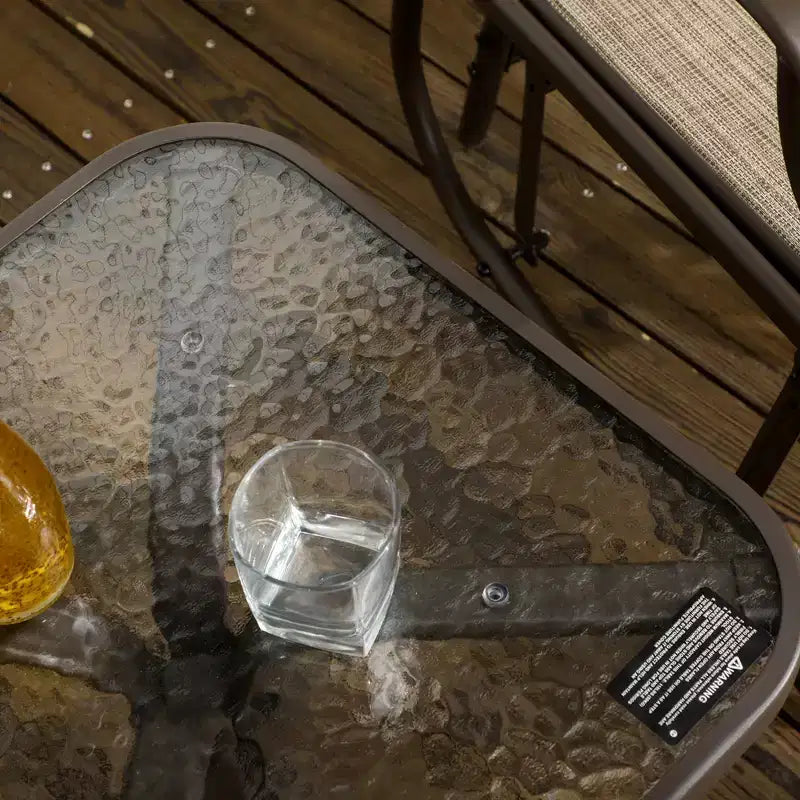 Outsunny Ensemble de 3 chaises à glissière d'extérieur, ensemble bistro avec table à plateau en verre pour terrasse, jardin, arrière-cour, pelouse