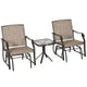 Outsunny 3 Pcs Outdoor Gliders Set Bistro Set with Glass Top Table for Patio, Garden, Backyard, Lawn