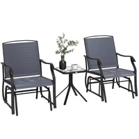 Outsunny Ensemble de 3 chaises à glissière d'extérieur, ensemble bistro avec table à plateau en verre pour terrasse, jardin, arrière-cour, pelouse