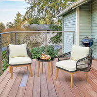 Ensemble de meubles de patio Costway 3 pièces avec chaises rembourrées et table d'appoint en verre trempé