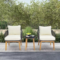 Ensemble de meubles de patio Costway 3 pièces avec chaises rembourrées et table d'appoint en verre trempé