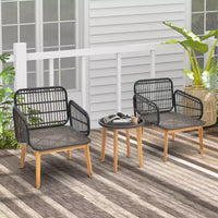 Ensemble de meubles de patio Costway 3 pièces avec chaises rembourrées et table d'appoint en verre trempé