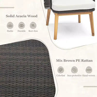 Ensemble de meubles de patio Costway 3 pièces avec chaises rembourrées et table d'appoint en verre trempé