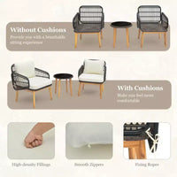 Ensemble de meubles de patio Costway 3 pièces avec chaises rembourrées et table d'appoint en verre trempé