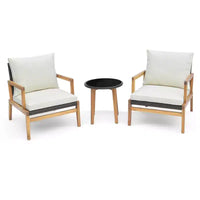 Costway Ensemble de mobilier d'extérieur 3 pièces avec chaises rembourrées et table d'appoint en verre trempé
