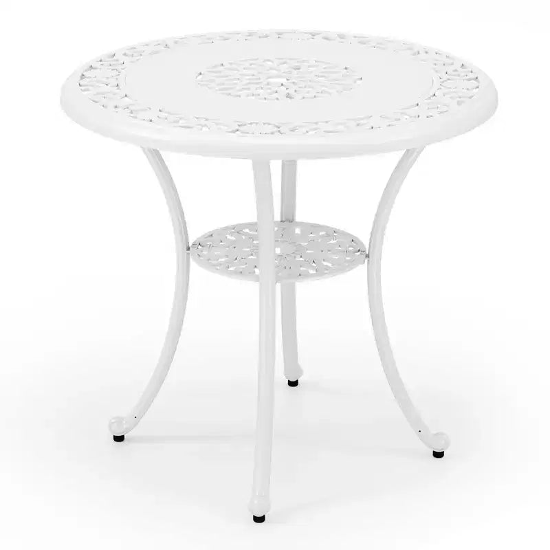 Costway Ensemble Bistrot 5 Pièces en Aluminium Moulé pour Patio, Table et Chaises de Salle à Manger avec Trou pour Parasol