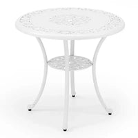 Costway Ensemble Bistrot 5 Pièces en Aluminium Moulé pour Patio, Table et Chaises de Salle à Manger avec Trou pour Parasol