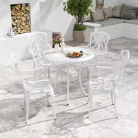 Costway Ensemble Bistrot 5 Pièces en Aluminium Moulé pour Patio, Table et Chaises de Salle à Manger avec Trou pour Parasol