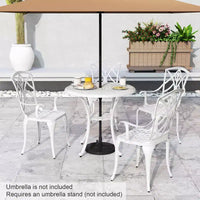 Costway Ensemble Bistrot 5 Pièces en Aluminium Moulé pour Patio, Table et Chaises de Salle à Manger avec Trou pour Parasol