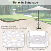 Costway Ensemble Bistrot 5 Pièces en Aluminium Moulé pour Patio, Table et Chaises de Salle à Manger avec Trou pour Parasol