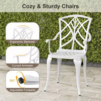Costway Ensemble Bistrot 5 Pièces en Aluminium Moulé pour Patio, Table et Chaises de Salle à Manger avec Trou pour Parasol