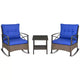 Outsunny 3 Piece Rocking Wicker Bistro Set, Outdoor Patio Furniture Set with two Porch Rocker Chairs, Cushions, Two-Tier Coffee Table