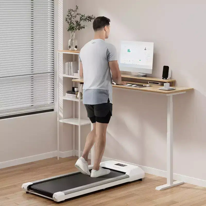 Tapis de marche Costway avec télécommande, écran LED et capacité de 120 kg, tapis de course sous le bureau Gris/Noir/Rose
