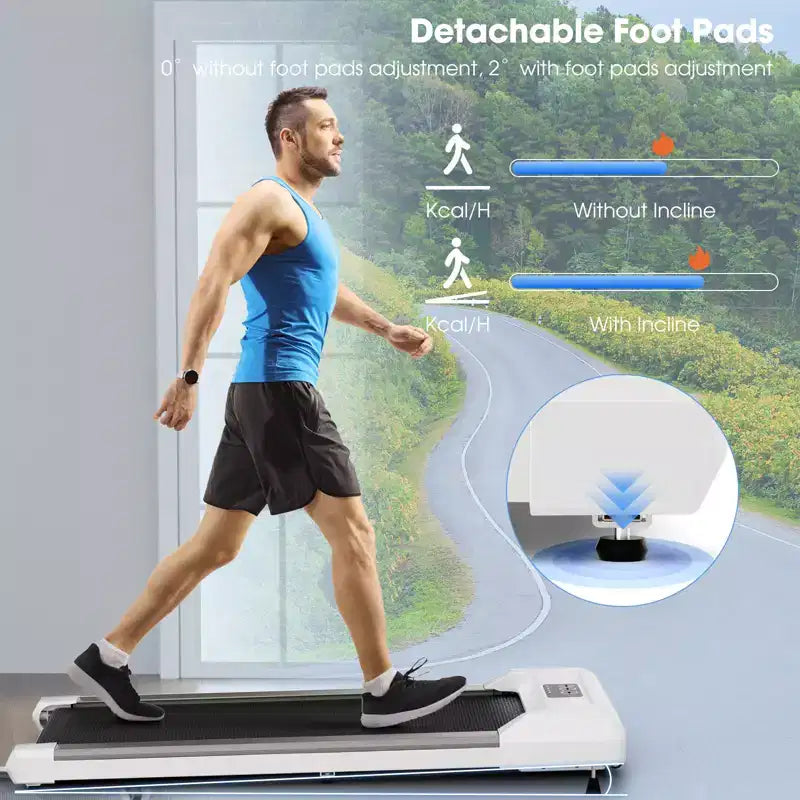 Tapis de marche Costway avec télécommande, écran LED et capacité de 120 kg, tapis de course sous le bureau Gris/Noir/Rose