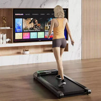 Tapis de marche Costway avec télécommande, écran LED et capacité de 120 kg, tapis de course sous le bureau Gris/Noir/Rose