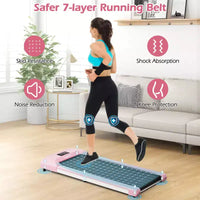 Tapis de marche Costway avec télécommande, écran LED et capacité de 120 kg, tapis de course sous le bureau Gris/Noir/Rose