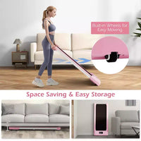 Tapis de marche Costway avec télécommande, écran LED et capacité de 120 kg, tapis de course sous le bureau Gris/Noir/Rose
