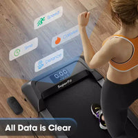Tapis de marche Costway avec télécommande, écran LED et capacité de 120 kg, tapis de course sous le bureau Gris/Noir/Rose