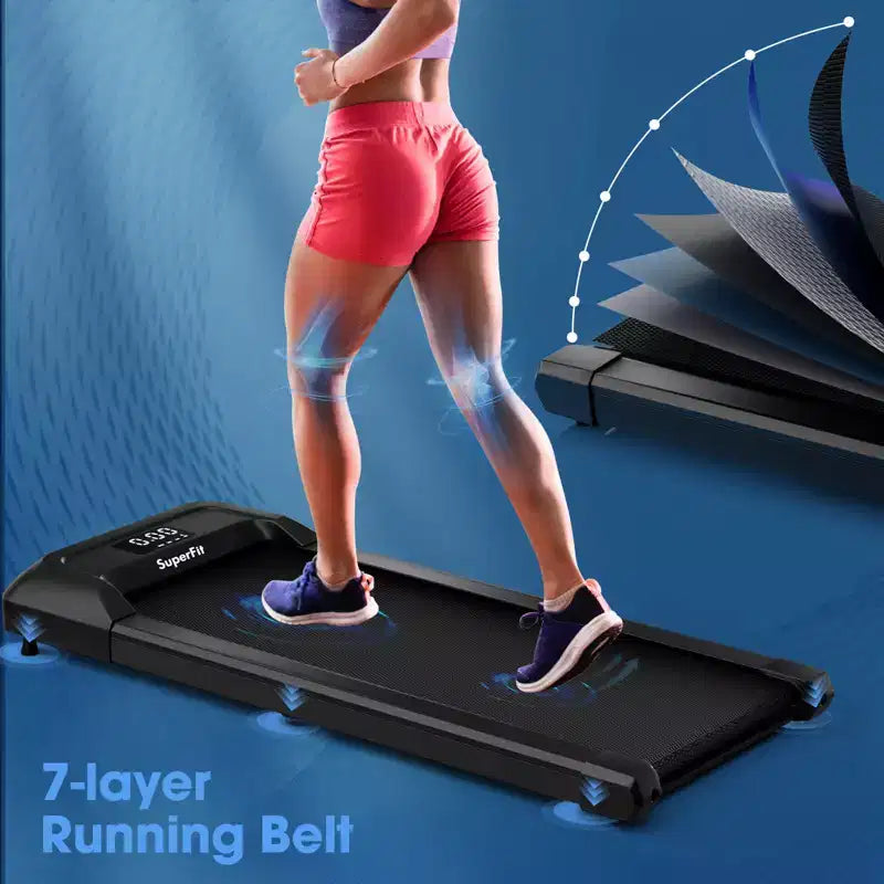 Tapis de marche Costway avec télécommande, écran LED et capacité de 120 kg, tapis de course sous le bureau Gris/Noir/Rose
