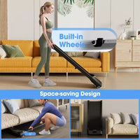 Tapis de marche Costway avec télécommande, écran LED et capacité de 120 kg, tapis de course sous le bureau Gris/Noir/Rose