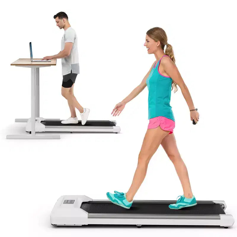 Tapis de marche Costway avec télécommande, écran LED et capacité de 120 kg, tapis de course sous le bureau Gris/Noir/Rose