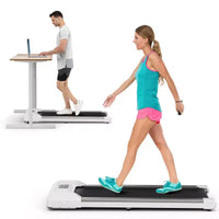 Tapis de marche Costway avec télécommande, écran LED et capacité de 120 kg, tapis de course sous le bureau Gris/Noir/Rose