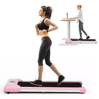 Tapis de marche Costway avec télécommande, écran LED et capacité de 120 kg, tapis de course sous le bureau Gris/Noir/Rose