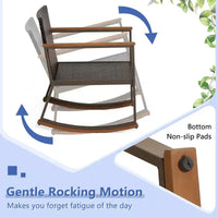 Costway Ensemble de Bistrot 3 Pièces avec Fauteuils à Bascule en Rotin de Patio, Coussins d'Accoudoirs et Table avec Étagère de Rangement Bleu Marine/Gris/Blanc Cassé
