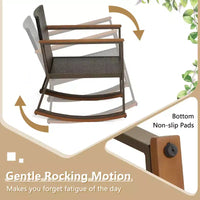 Costway Ensemble de Bistrot 3 Pièces avec Fauteuils à Bascule en Rotin de Patio, Coussins d'Accoudoirs et Table avec Étagère de Rangement Bleu Marine/Gris/Blanc Cassé